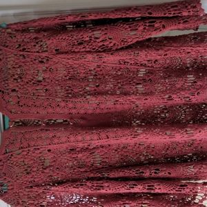 LeDor Crochet Tunic Dusty Rose.  Size L with Short sleeve top -